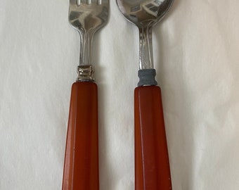Bakelite Children's Fork and Spoon