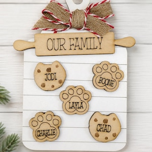 Personalized Family Christmas Ornament, Custom Cookie & Paw Print Keepsake (Up to 35 Names)