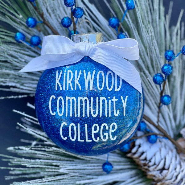 College Ornament- ANY COLLEGE! Personalized-Flat Disc Shape-You pick colors!