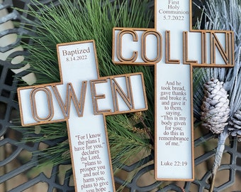 Personalized Milestone Cross | Rush Processing Available | Birth | Baptism | First Communion | Confirmation | Wedding