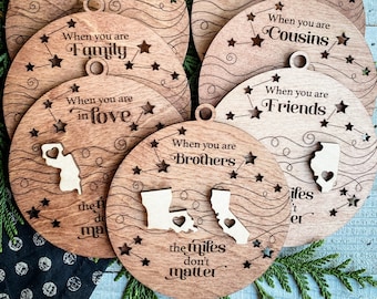 Togetherness|Sign|ornaments| Miles don't matter | Family Magnet or Ornament | Long Distance|