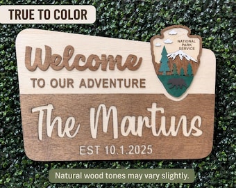 Personalized National Park Wedding Welcome Sign, Adventure Couple Gift