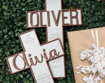 Personalized First Communion Cross, Custom Name Keepsake Gift-Laser Engraved-Custom Gift-Wood