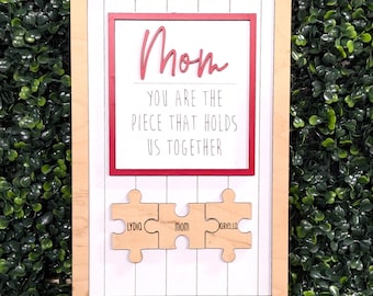 Personalized Puzzle Piece Sign | Custom Wood Family Name Art