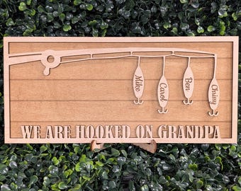 Personalized Fishing Lure Sign: Engraved Wood Fisherman Gift