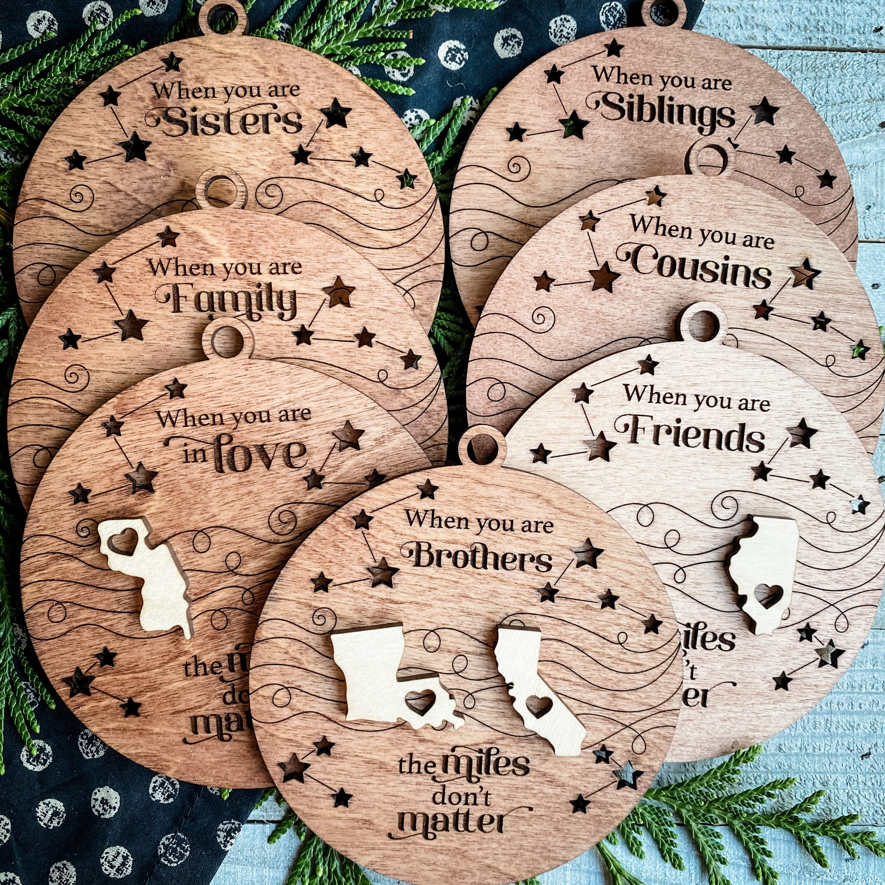 Togetherness|Sign|ornaments| Miles don't matter | Family Magnet or Ornament | Long Distance|