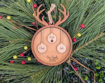 Custom Christmas Family Ornament | 1-17 Family |Laser cut | Engraved | Christmas Keepsake | New Family Christmas Gift 2024 | Big Family