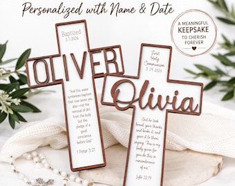 Personalized First Communion Cross, Custom Name Keepsake Gift