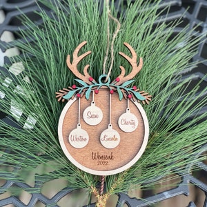 Custom Christmas Family Ornament | 1-17 Family |Laser cut | Engraved | Christmas Keepsake | New Family Christmas Gift 2023 | Big Family
