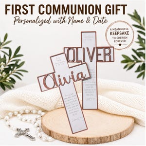 Personalized First Communion Cross, Custom Name Keepsake Gift-Laser Engraved-Custom Gift-Wood