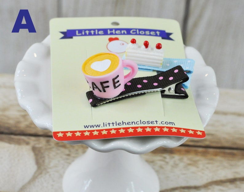 Sweet hair clip Coffee hair clip 2pc set,Baby girl hair clip Cake hair clip Toddler hair clip Handmade girl hair clip Dessert hair Clip
