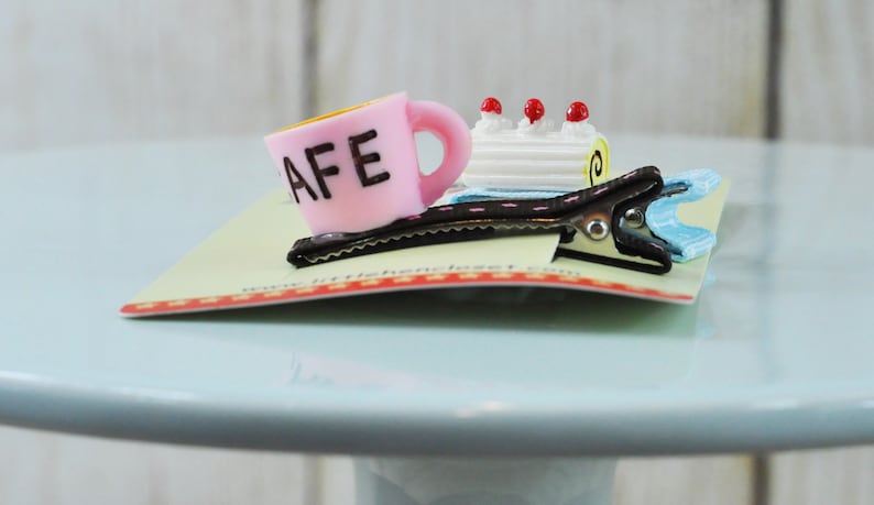 Sweet hair clip Coffee hair clip 2pc set,Baby girl hair clip Cake hair clip Toddler hair clip Handmade girl hair clip Dessert hair Clip