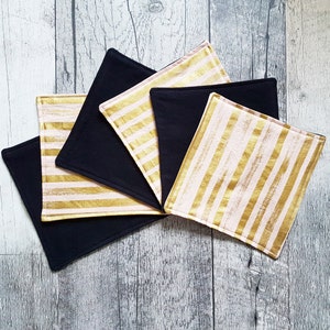 6 Washable and reusable napkins with stripe fabric, lunch box napkin, eco-friendly and zero waste napkin, zero waste and eco-friendly gift