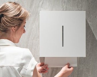 Dispensador de toallas de papel plegable en C moderno blanco DERBO, soporte para toallas de papel para cocina o baño de hogar y comercial, montado en la pared