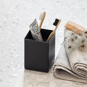 Modern Black cup for toothbrushes FOGHI, toothbrush holder to industrial bathroom, bathroom accessories, bath cup, dabstory