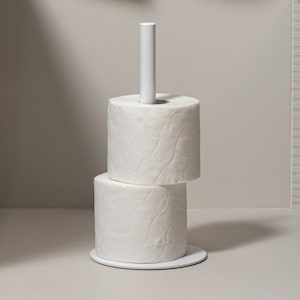 Soporte de papel higiénico independiente – Soporte de almacenamiento para baño en blanco mate (capacidad para 3 rollos) ELPO