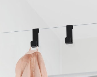 Black shower glass hook GLOSS, black hangers modern