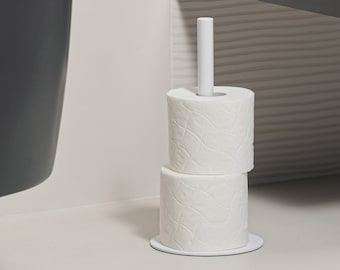 Modern toilet paper holder, White toilet paper stocker, reserve holder bathroom storage Extra toilet paper stand freestanding roll ELPO