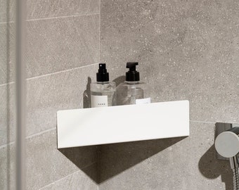 Étagère de douche d'angle blanche, étagères de salle de bain, caddie de douche minimaliste pour coin, support de douche d'angle, organisateur de douche, panier de douche ROSH