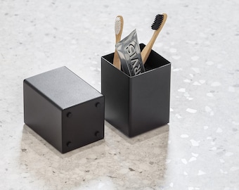 Minimalist Matte Black Bathroom Organizer Set - Toothbrush & Toothpaste Holder FOGHI