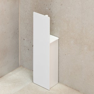 Porta scopino bianco, scopino WC semplice, accessori da bagno in acciaio, porta scopino minimalista, scopino estetico, scopino e porta scopino