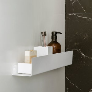 White Modern Shower Shelf,  bathroom metal sfelf, floating shelf, bathroom shelves, minimalist steel shelves, industrial accessories, DOCIA