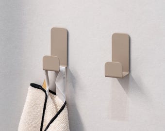 Beige Modern Adhesive Towel Hook, Metal Wall Hanger for modern bathroom, stainless steel NUV
