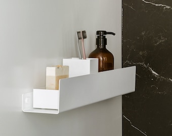 White Modern Shower Shelf , bathroom sfelf, floating shelf, bathroom shelves, minimalist shelves, industrial accessories, DOCIA