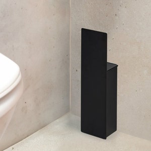 Scopino per WC nero moderno, scopino per WC semplice, accessori per il bagno in acciaio, porta scopino minimalista Scopino estetico, scopino e porta scopino