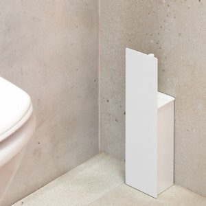 Porta scopino bianco, scopino WC semplice, accessori da bagno in acciaio, porta scopino minimalista Scopino estetico, scopino e supporto free standing