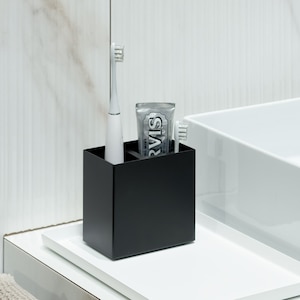Moderne schwarze Tasse für elektrische Zahnbürsten ETRICO, Halter für elektrische Zahnbürsten, Badezimmerzubehör, Badetasse, Dabstory
