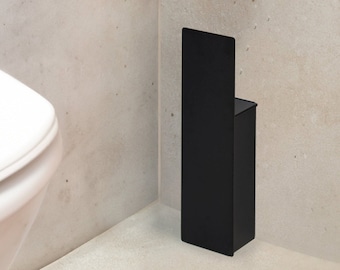 Escobilla de baño negra moderna, escobilla de WC simple, accesorios de baño de acero, portaescobillas minimalista Cepillo estético, escobilla y soporte para toleit