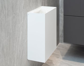 White wall mount trash can, garbage can, Modern steel hanging rabbish bin, Wall-mounting bathroom trashcan, can crusher wall mount, DERBIN