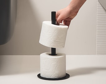 Schwarzer Toilettenpapierhalter, Badezimmer Papierrollenhalter Extra freistehender Toilettenpapierhalter ELPO Moderner Ersatzrollenhalter