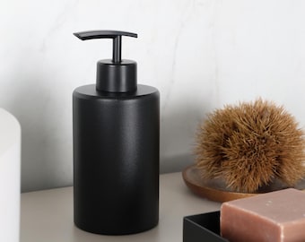 Dispensador de jabón líquido recargable de acero inoxidable negro con bomba de plástico, moderno, para manos TELIS