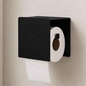Soporte para papel higiénico negro, dispensador de papel higiénico, almacenamiento minimalista de papel higiénico CUBO
