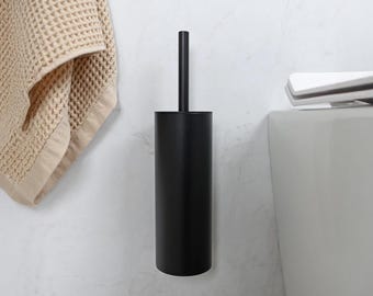 Modern Black hanging toilet brush, Wall-Mounted Adhesive Brush holder EQULA