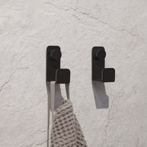 Black Towel Hanger to modern bathroom, industrial towel hook, towel bracket, black Modern Hook, matte black towel hook Metal Wall Hook, rack