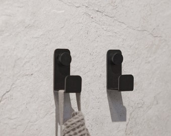 Black Towel Hanger to modern bathroom, industrial towel hook, towel bracket, black Modern Hook, matte black towel hook Metal Wall Hook, rack