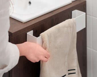 Steel White Towel Bar, Bathroom railing Single Towel Hanger, Towels holder, FIONDA