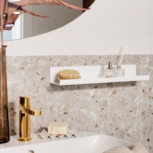 Self Adhesive Shower Shelf - Easy, Bathroom floating shelves, non-invasive installation bathroom storage white FAVIO