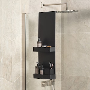 Étagère suspendue, étagère de salle de bain sans perçage noire, accessoires de salle de bain minimalistes, étagère pour douche, sans perçage Dabstory caddy DOPI image 1