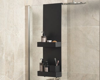 Hanging shelf, no-drilling bathrooom shelf black, minimalistic bathroom accessories, shelf for shower, without drilling Dabstory caddy DOPI