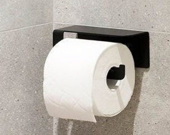 Black Self-adhesive toilet roll holder, Modern bathroom accessories set, No drilling minimalist toilet paper holders to modern bathroom ELYF