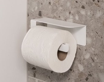 Porte-rouleau de papier toilette autocollant blanc, ensemble d'accessoires de salle de bain moderne sans perçage, porte-papier toilette minimaliste pour salle de bain moderne ELYF