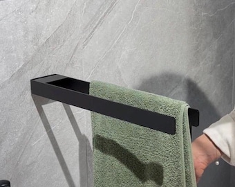 Matte Black Towel Bar - Wall Mounted Steel Towel Rack Bathroom Hanger, RICOBI