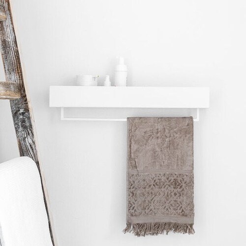 Modern White Shelves With Railing Modern Bathroom Shelf Etsy