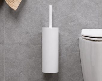 Modern White hanging toilet brush - Wall-Mounted Adhesive Toilet Brushes holder EQULA