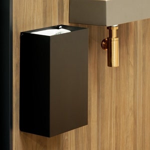 Black wall-mounted trash can, garbage can,Modern steel hanging rubbish bin, bathroom trashcan, black minimalist dustbin, mülleimer DERBIN