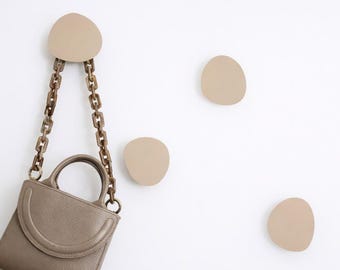Beige Stainless Steel Wall Hook, Modern Entryway Organizer, Organic Shape Coat Hanger RUNAN